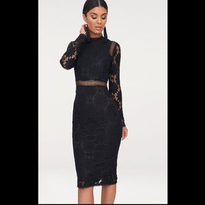 Black long sleeve lace bodycon dress